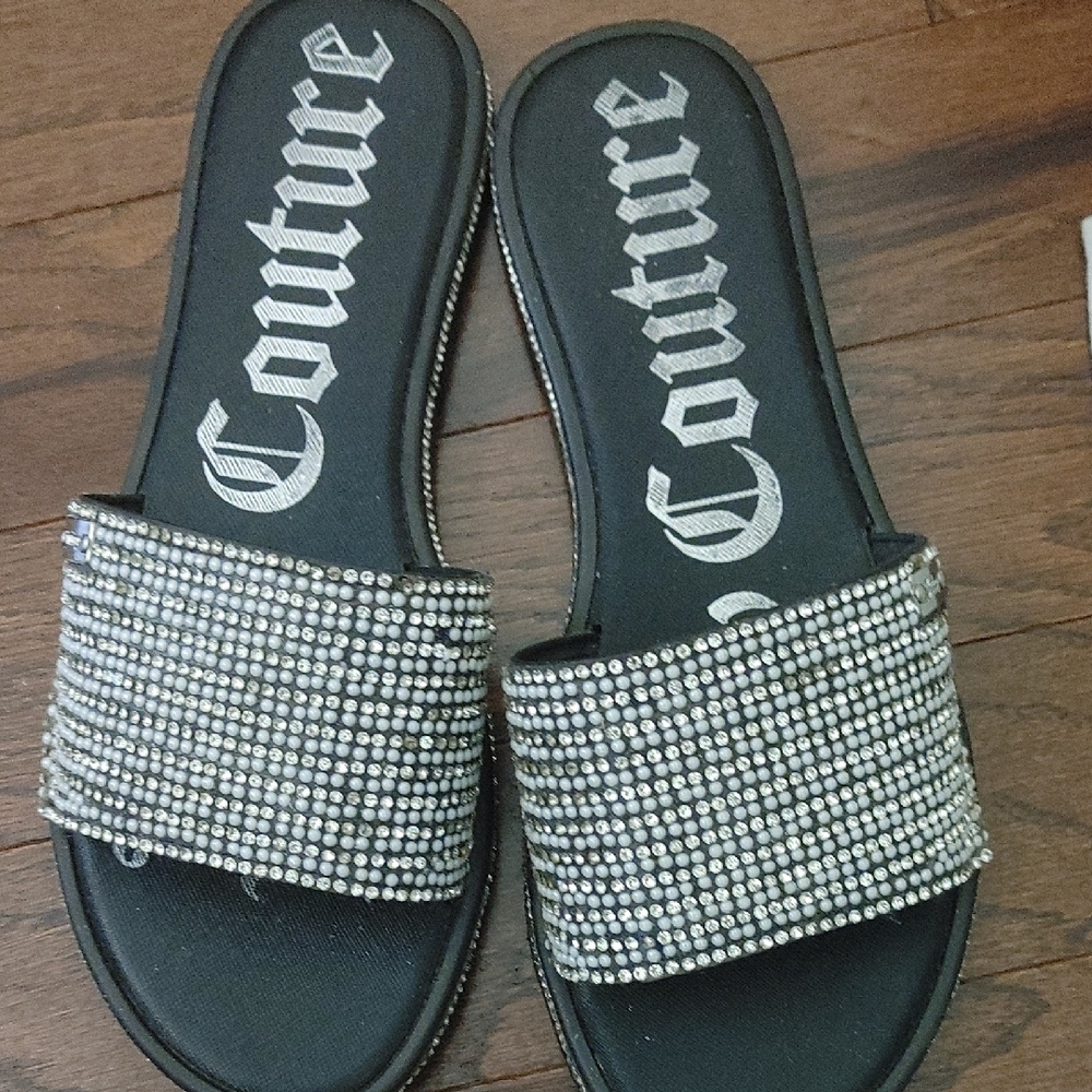 Juicy Couture Black and Silver Embellished Sandals